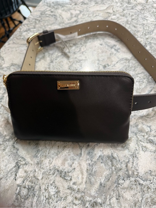 Steve Madden Handbags - Steve Madden Brown belt bag/ cross body with Gold Plaque NWT